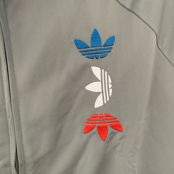Grey red white blue large trefoil track jacket - Picture 2 of 7